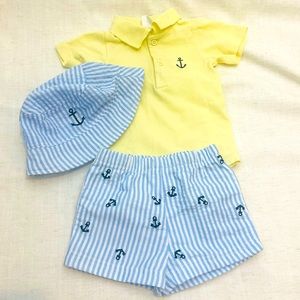 Baby boy matching set shirt, shirt, and hat SIZE 6 months preloved 💕